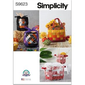 Simplicity Fabric Baskets Sewing Pattern Kit by Carla Reiss Design, Code S9623, One Size, Multicolor