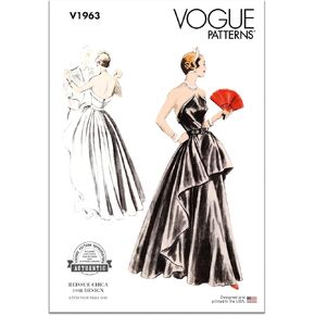Vogue Vintage 1948 Misses’ Evening Dress Sewing Pattern Kit, Design Code V1963, Sizes 4-6-8-10-12
