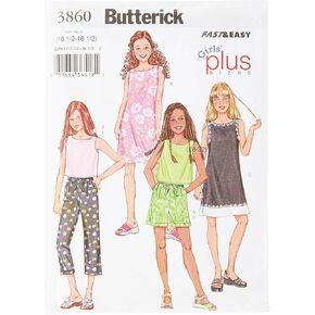 BUTTERICK PATTERNS B3860 Girls'/Girls' Plus Top, Dress, Shorts & Pants, Size 8 1/2-10 1/2-12 1/2-14 1/2-16 1/2