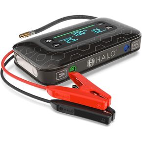 Halo Bolt Air+ 1750 Portable Vehicle Jump Starter with Air Compressor, Power Bank, Floodlight with Digital Display Charges Multiple Devices, Peach