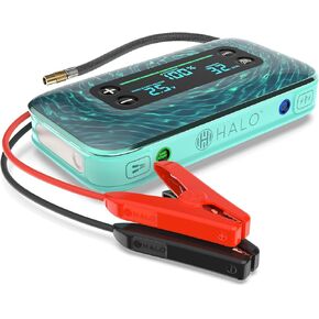 Halo Bolt Air+ 1750 Portable Vehicle Jump Starter with Air Compressor, Power Bank, Floodlight with Digital Display Charges Multiple Devices, Peach