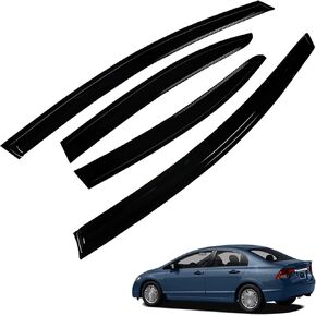 4-Pack Window Visor Rain Guard Vent Shade Deflectors Smoke Fashion Replacement for 2006 2007 2008 2009 2010 2011 Civic Sedan 4-Door