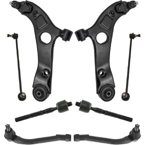 TRQ Front Steering & Suspension Kit Control Arm with Ball Joint Sway Bar Stabilizer Link Tie Rod Compatible with 2011-2012 Hyundai Sonata Kia Optima