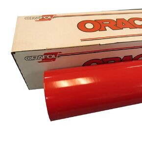 لفة من الفينيل Oracal 651 مقاس 24 بوصة × 25 بوصة (قدم) لقواطع الحرف اليدوية وقواطع لافتات الفينيل (أحمر)