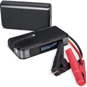 Type S 1000A Car Battery Jump Starter 12V 6.0L Gas 3.0L Diesel, 8000mAh Portable Power Bank Built-in Lightning Cable, MFI Certified, Qi Wireless Charging, LCD, Flashlight, UL-Listed - Blue