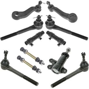 TRQ Front Steering & Suspension Kit Idler Arm Idler Arm Bracket Assembly Pitman Arm Sway Bar Stabilizer Link Set Tie Rod Tie Rod Adjusting Sleeve Compatible with Chevrolet GMC