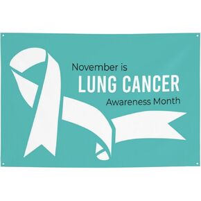 White Ribbon Lung Cancer Awareness Month Banner Party Background Decorations 47x71 Inch Party Supplies