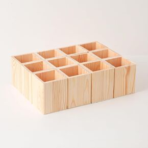 Pen Cup Holder 12pcs Pine Square Pen Holder 3.1X3.1X3.9in Pencil Holder Multipurpose Pencil Cup Wooden DIY Pen Holder Desktop Organizer for Office Home