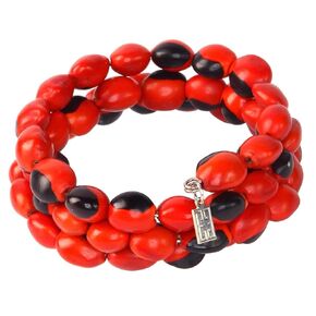 Adjustable wrap beaded handmade bracelet for women with Peruvian Red & Black Huayruro Seed Beads - 6.5" - 7.5" - Gifts for Mom, Daughter, Aunt, Sister, Friend