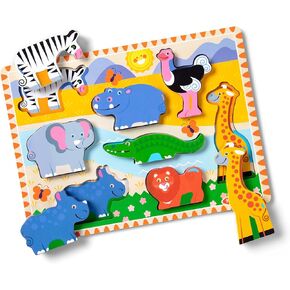 Melissa & Doug Farm Wooden Chunky Puzzle (8 pcs) - Farm Animal Toys For Kids, Wooden Puzzles For Toddlers Ages 2+ - FSC-Certified Materials