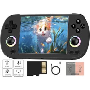 RG40XX H Retro Handheld Game Console , 4.0 Inch IPS Screen Linux System Built-in 64G TF Card 5488 Games Support HDMI TV Output 5G WiFi Bluetooth 4.2(Black)