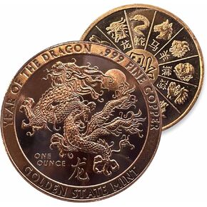 1 oz Year Of The Dragon 1 Oz .999 Pure Fine Copper BU