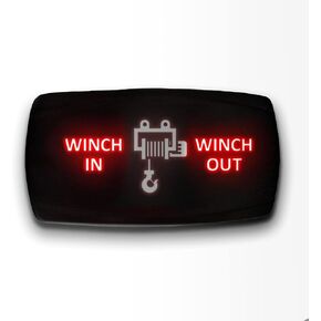 WINCH IN WINCH OUT - Red - STARK 7-PIN HORIZONTAL Momentary Winch In Out Toggle Switch Waterproof Black Shell/ON-OFF-ON DPDT illuminated Rocker Switch For Auto Truck Boat Marine- DC 20A 12V/10A 24V
