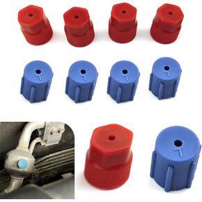 10 PCS Car ABS A/C Compressor Port Cover, 0.78" x 0.63" 0.53" ID Low Pressure Cover + 0.78" x 0.76" 0.65" ID High Pressure Cover Top with H L Marking Power Port Cover (Blue & Red)