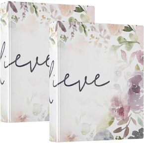 ALAZA Have Faith Believe Christian Rose Flowers 3 Ring Binder 1.5 Inch Three Ring Office Binders w/clipboard & 3 Pockets, Hold 200 Sheets, 1pc