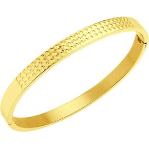 555Jewelry 6MM Stainless Steel Solid Durable Circle Patterned Bangle Bracelets for Women Men Hinged Bangles for Women Girls Boys