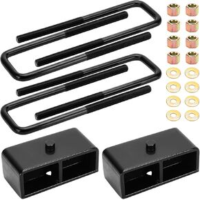 3" Rear Leveling Lift Kit for 1999-2020 Silverado 1500 Sierra 1500, Raise 76.2mm Lift Blocks with Extra Long Square Leaf Spring U Bolt 2WD 4WD