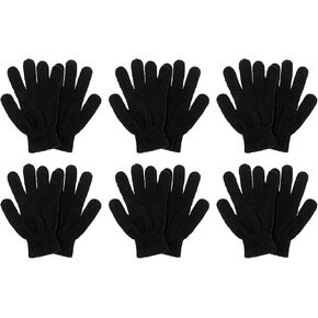 6 Pairs Cold Weather Thermal Warm Stretchy Gloves, Winter Magic Gloves, Warm Stretchy Knit Gloves, Black One Size Winter Gloves, Winter Gloves Fits Most Men Women Teens for Running, Driving, Hiking