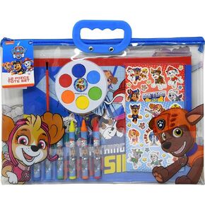 Innovative Designs Paw Patrol Art Activity Zipper Tote Bag Set - Includes Crayons, Watercolors, Stickers Sheets, Brush, and Coloring Book Featuring Chase, Skye, Marshall - 12 Pieces