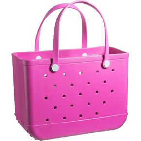 Fazhesici Beach Bag Waterproof Travel Tote Bag Washable Open Tote Bag for Beach Boat Pool Work Hot Pink