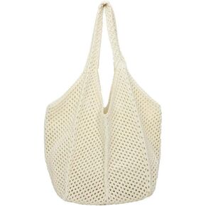 Boho Chic Crochet Tote Bag for Women - Stylish Mesh Beach Bag Perfect for Summer Vacations, Aesthetic Knit Handbag