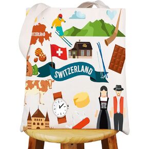 WZMPA Switzerland Journey Tote Bag Switzerland Souvenir Gift Matterhorn Switzerland Reusable Grocery Handbag