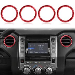 Auovo Air Conditioner Vent Ring Compatible with Toyota Tundra Accessories 2014-2021 Dashboard Air Conditioning Vent Outlet Trim Cover Aluminum Alloy 4PCS (Red)