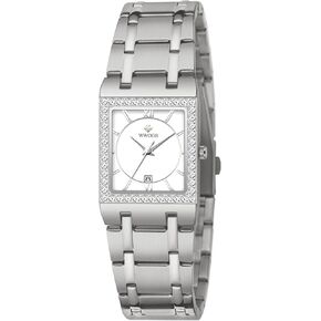 WWOOR Womens Watches Luxury Small Stainless Steel Dainty Square Watches for Women with Date Waterproof Ladies Watches Elegant Dress Quartz Women's Wrist Watches Reloj para Mujer