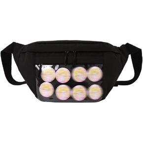 Kawaii Fanny pack ITA Bag Pins Display Aesthetic Backpack Y2K Cute Small cosmetic bag Window Purse with Accessories (black)