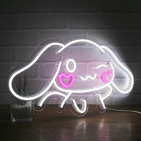 Cinnamoroll Anime Neon Sign for Wall Decor Cinnamoroll Led Light Room Decor Japanese Neon Light LED Sign for Anime Fans Cinnamoroll Gift for Girls 17.5"*9.5"