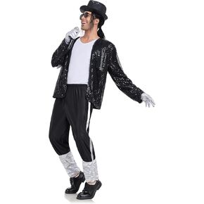 Mens Dance Star Costume for Men 80s 90s Pop Stage Outfits for Halloween Cosplay Party