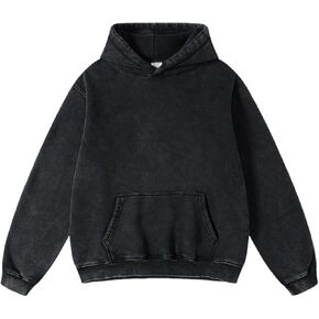 Arssm Mens Oversized Hoodie Acid Wash Pullover Vintage Cotton Heavyweight Sweatshirt Fleece Hoodie Men Streetwear