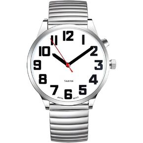 Atomic American English Talking Watch Speaks Clear and Loud Time, Date and Alarm time Stretch Band is Best Gift for Senior,Visually impaired, or Blind People