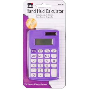 Charles Leonard Hand Held Calculator, Battery and Solar Powered with 8 Digit Display, Assorted Colors (39100)