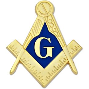 Square & Compass Masonic Auto Emblem - [Gold & Blue][2'' Tall]