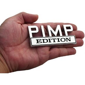 Pimp Edition Car Badge Car Side Rear Front Hood Trunk Door Fender Bumper Emblem Replacement for F150 F250 F350 Chevy Silverado 1500 2500 Chevrolet C10 C15 (Chrome/Black)