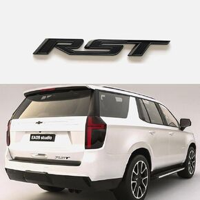 1Pc Tailgate Emblem Compatible with RST Letter Badge Inserts Sticker 2019 2020 2021 Replacement for Silverado 1500 Tahoe Yukon SUV 4x4 - Matte Black