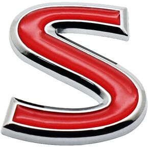 1x S Emblem 3D Metal Badge Sticker Letter Replacement for Q50 Q50L Q30 Q70 (Red)