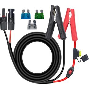 RIIEYOCA 14AWG Battery Alligator Crocodile Clip to Solar Connector Extension Cable,Solar Adapter to Alligator Clips Charging Cable with Switch and Fuse(1.5M)