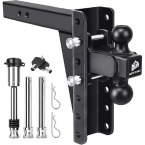 METOWARE Adjustable Trailer Hitch (22,000 LBS GTW) - Tow Hitch Fits 2'' Receiver - Heavy Duty Drop Hitch with 6'' Drop/Rise for Truck, Double Stainless Steel Locks & Hitch Pin
