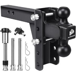 METOWARE Adjustable Trailer Hitch (22,000 LBS GTW) - Tow Hitch Fits 2'' Receiver - Heavy Duty Drop Hitch with 6'' Drop/Rise for Truck, Double Stainless Steel Locks & Hitch Pin