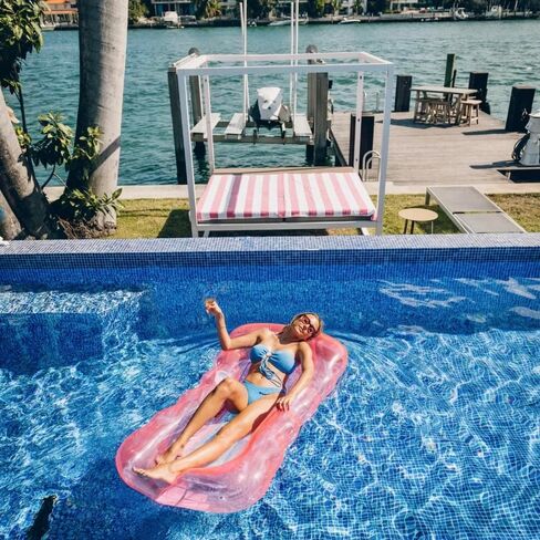 XL Adult Mesh Pool Lounger Miami Beach Pink - Beverly Hills Pool Ring with Drink Holder in Saudi Arabia