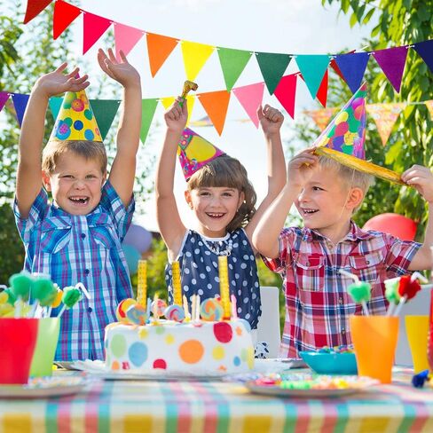 RUBFAC 60pcs Rainbow Pennant Banner Flags Colorful Felt Fabric Pennant Banners Reusable Pennants String for Carnival Theme Rainbow Birthday Party Decorations (5 Packs) in Saudi Arabia