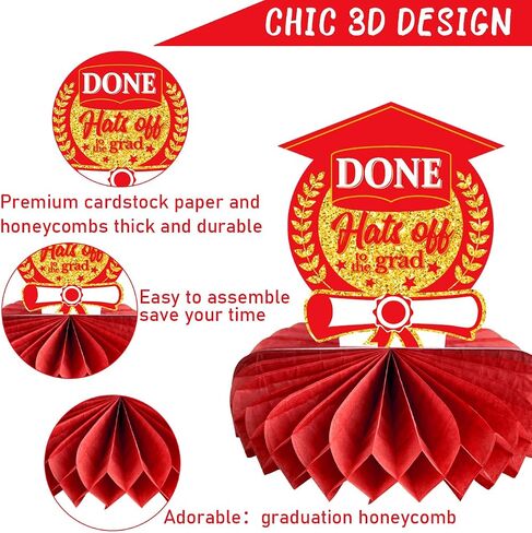 8 PCS Graduation Centerpieces for Tables 2023 Blue and Gold Honeycomb Centerpiece Class of 2023 Graduation Decorations Party Favors in Saudi Arabia