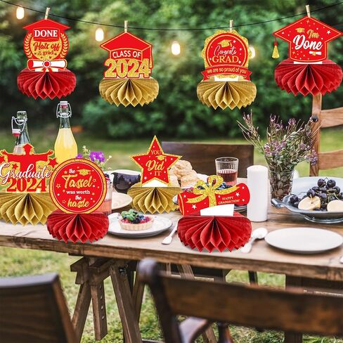 8 PCS Graduation Centerpieces for Tables 2023 Blue and Gold Honeycomb Centerpiece Class of 2023 Graduation Decorations Party Favors in Saudi Arabia