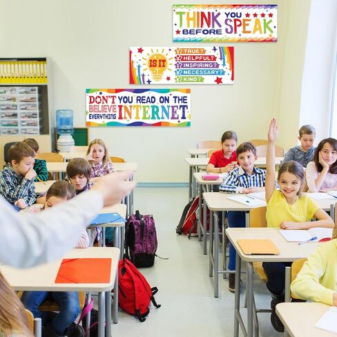 3 قطع فكر قبل أن تتحدث، لافتة تحفيزية للفصول الدراسية، ملصق تفكير ملهم، لوحة إعلانات عقلية النمو وديكور للحائط لديكور المنزل والمكتب والديكور الأوسط in Saudi Arabia