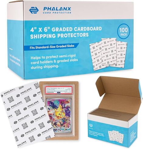 Phalanx - Graded Trading Card Shipping Protector, Precut Cardboard Card Protector for Trading Card Packaging, Card Protectors for Shipping, Rigid Mailers 4 x 6 inches, 100 ct in Kuwait