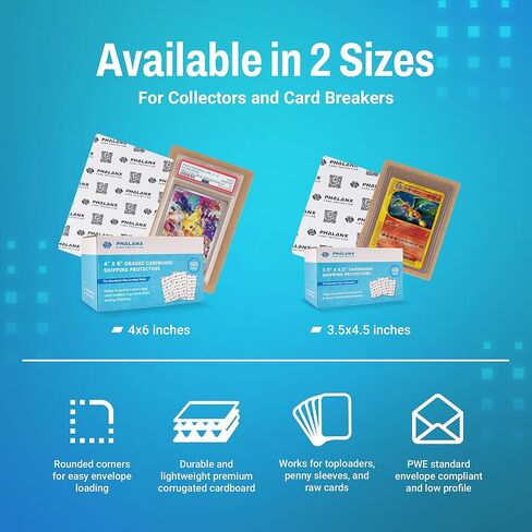 Phalanx - Graded Trading Card Shipping Protector, Precut Cardboard Card Protector for Trading Card Packaging, Card Protectors for Shipping, Rigid Mailers 4 x 6 inches, 100 ct in Kuwait