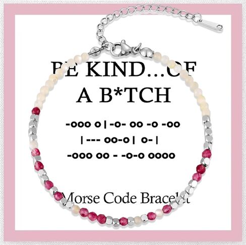 Be Kind Morse Code Bracelet For Women, Adjustable White Natural Stone Amethyst Beading Inspirational Bracelets With Hidden Message Fashion Motivational Gift Jewelry in Saudi Arabia