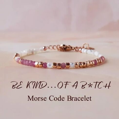 Be Kind Morse Code Bracelet For Women, Adjustable White Natural Stone Amethyst Beading Inspirational Bracelets With Hidden Message Fashion Motivational Gift Jewelry in Saudi Arabia